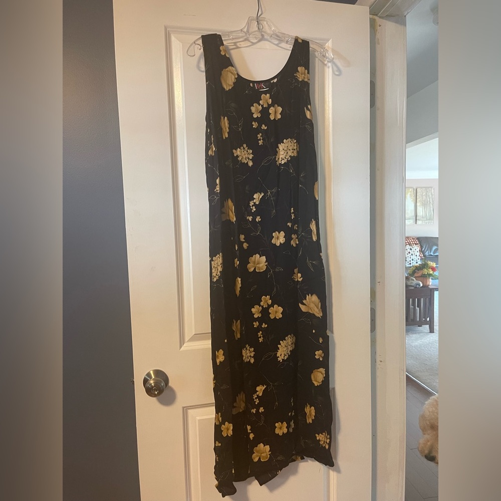 R&K Collections Black Floral Tank Dress
